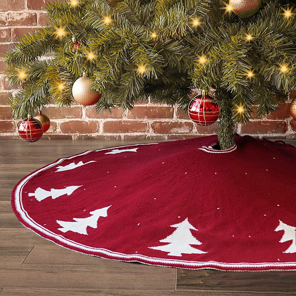 Saro Lifestyle Embroidered And Sequined Tree Skirt, Burgundy, 72