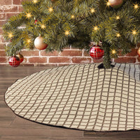Treory Christmas Tree Skirt, 48 inch Knitted Christmas Decorations with Buffalo Plaid Pattern, Brown and Cream